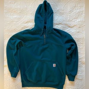 Carhartt Rain Defender Hoodie. Medium, Forest Green/Tidal color